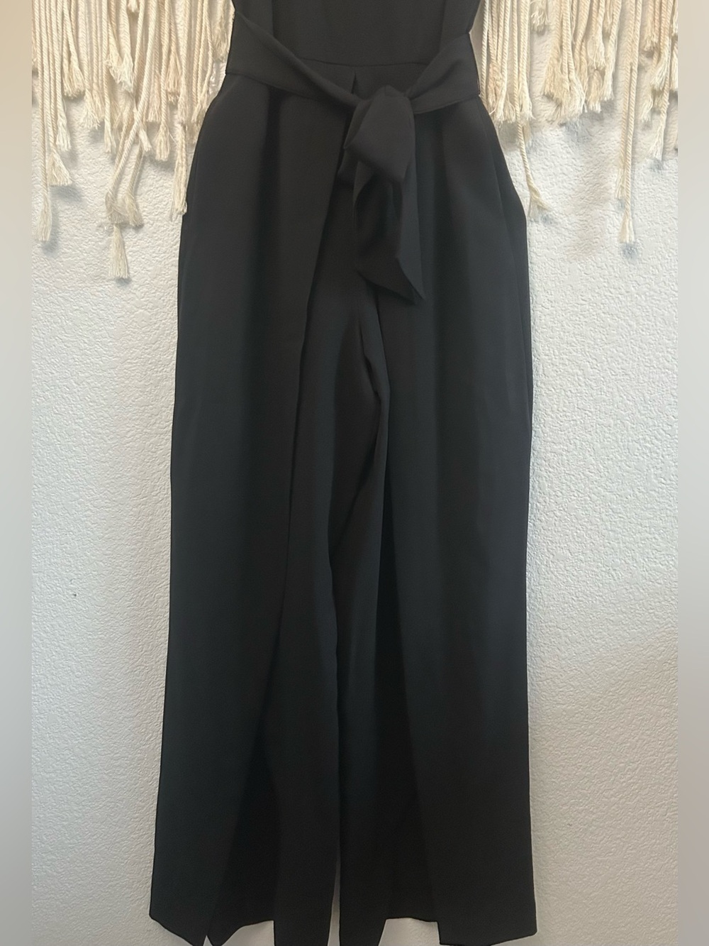 TASH AND SOPHIE Chic Black Sleeveless Jumpsuit Belted Wide Leg Stretchy Sz 6 - Picture 8 of 15